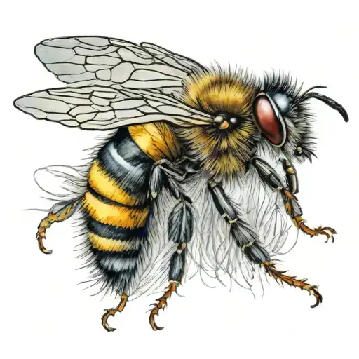 Small Detailed Colour Bee Flying