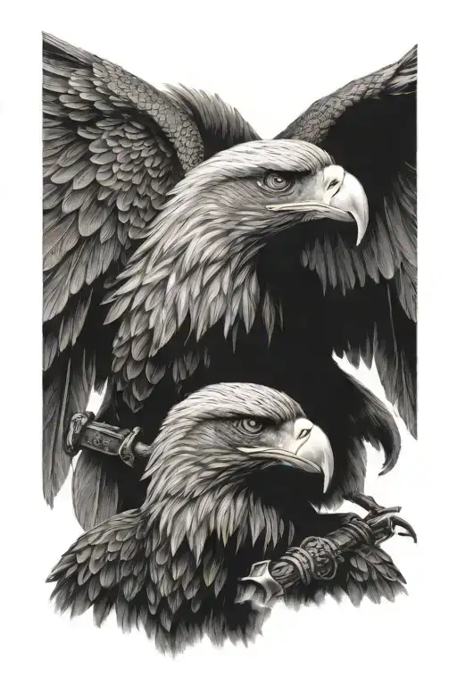 A Eagle Head And A Warrior Below