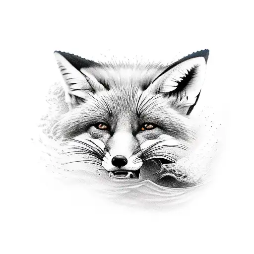 A Realistic Depiction Of A Fox Diving Into The Sea