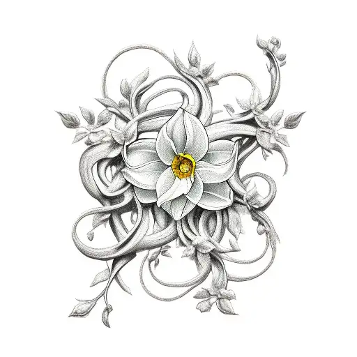 Winding Vine Of Multiple Narcissus Flowers