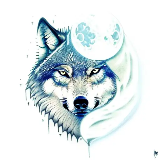 Wolf With Scar Moon And Sword