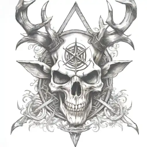 Deer Scull Pentagram Satan