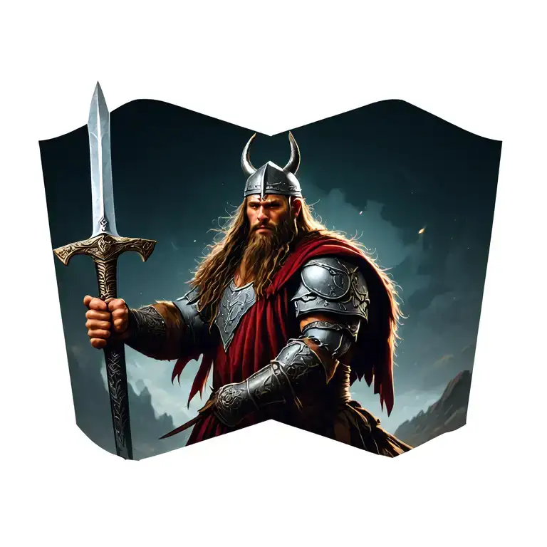 Viking Warrior Wielding A Sword