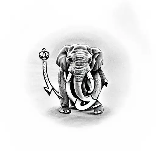 Elephant Holding An Anchor In His Trunk