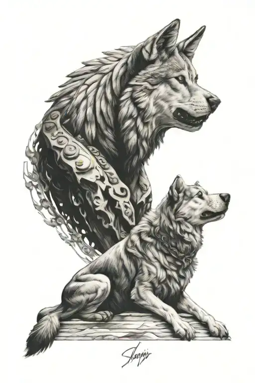 The Sphinx And A Husky Dog Howling