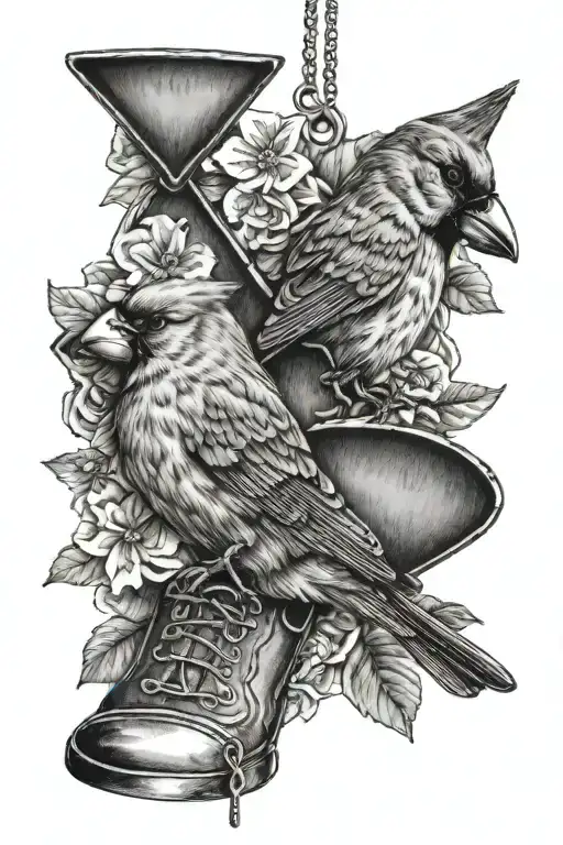 Cardinals And Begonias With Military Dog Tags Hanging