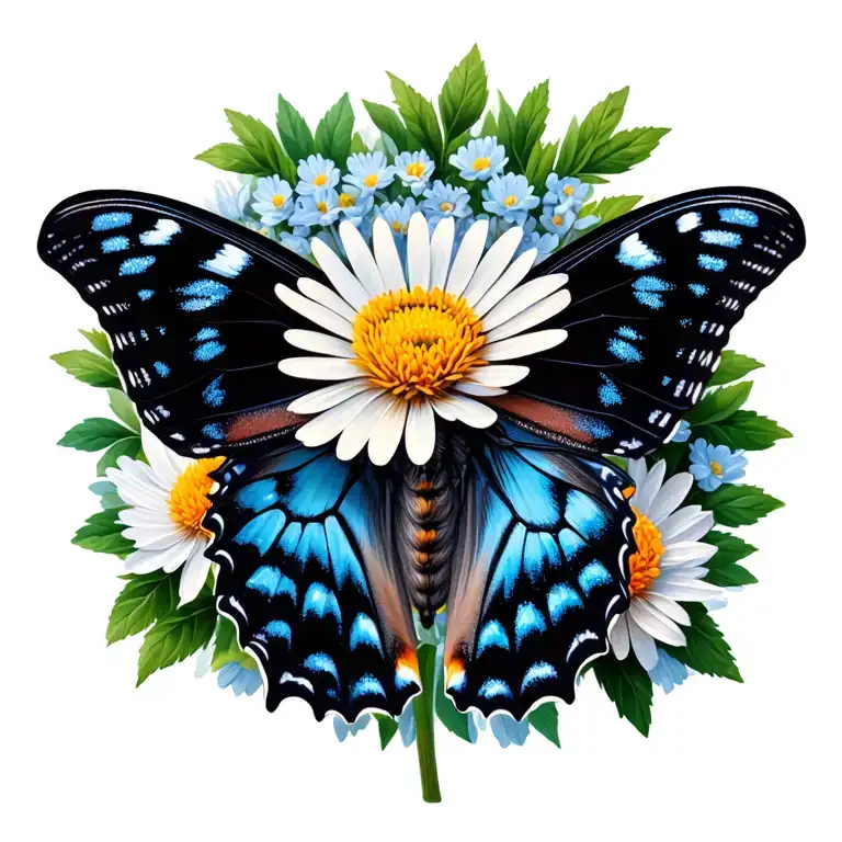 Butterfly And Aster Flower