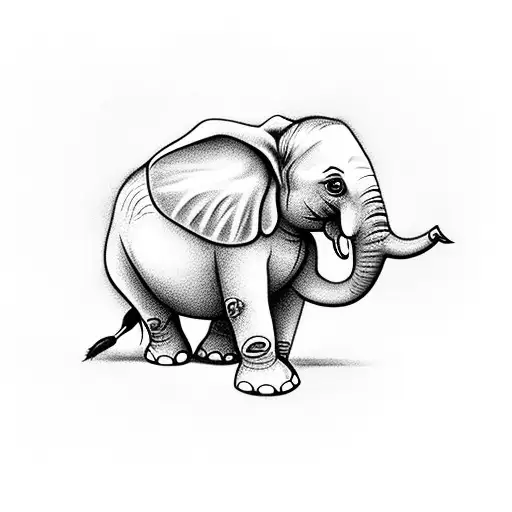 Baby Elephant With Truck In Air