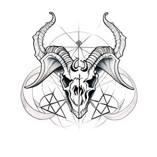 Decaying Goat Skull Pentagram