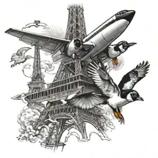 Plane Penguin Eiffel Tower 151 Eyes Side Shadows And