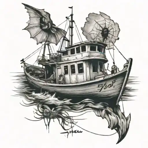 Fishinng Boat With The Name Spider On The Side