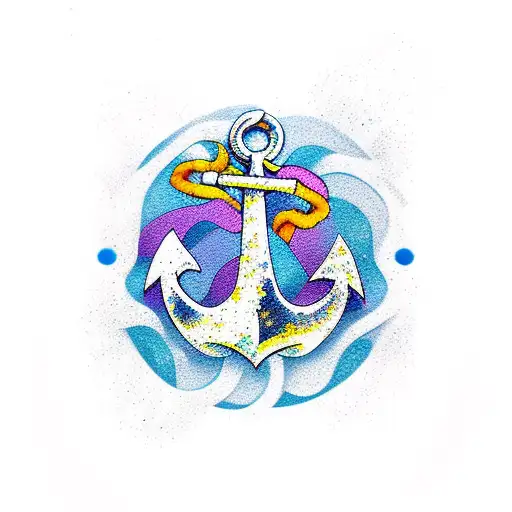 Anchor And Mermaids With Colour Splash