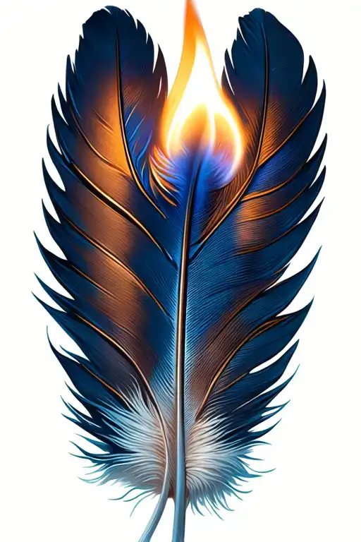 Feather Being Lit By Match Stick