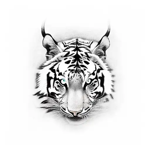 Half Tigerhead Half Capricorn Head