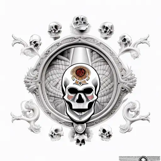 Skull With Roman Number Thirteen Inside Mouth