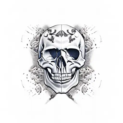 Skull With Roman Number Thirteen Inside Mouth