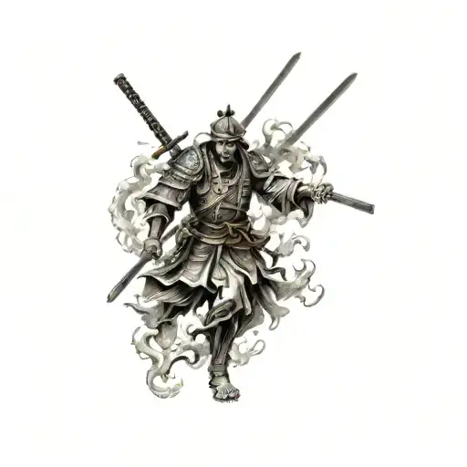 Zombie Samurai Warrior Battling