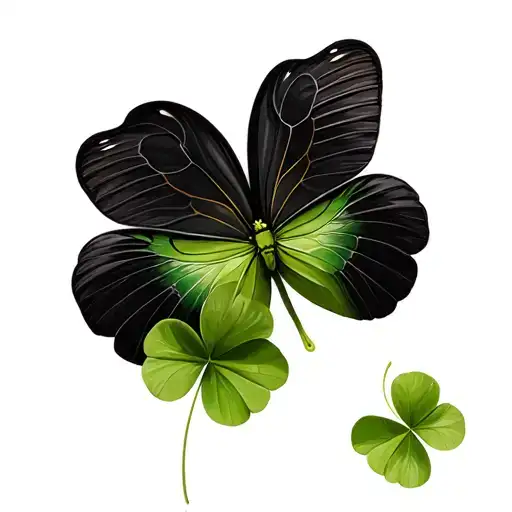 4 Leaf Clover And Butter Fly
