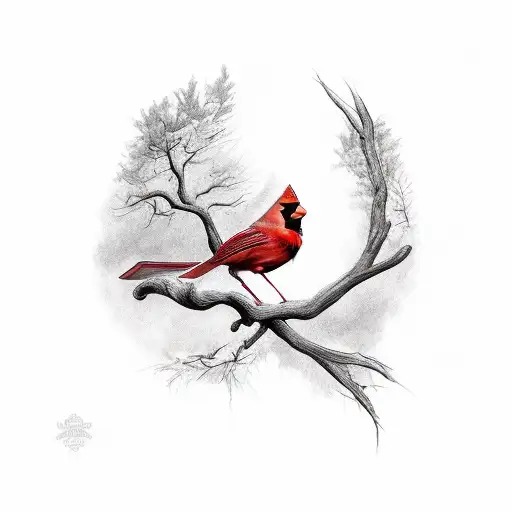 Cardinal On A Branch