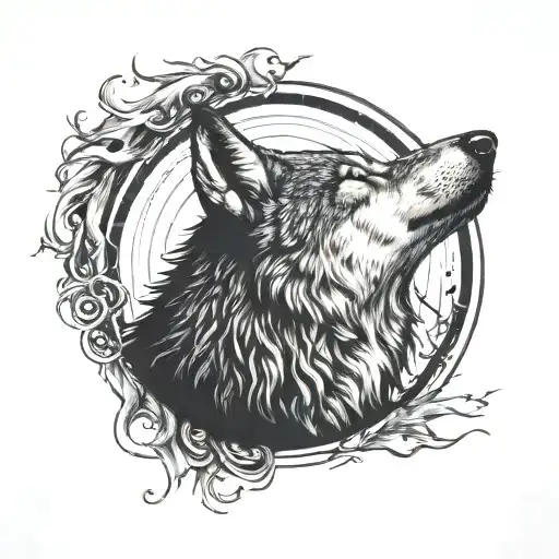 Wolf Howling In Enso Circle