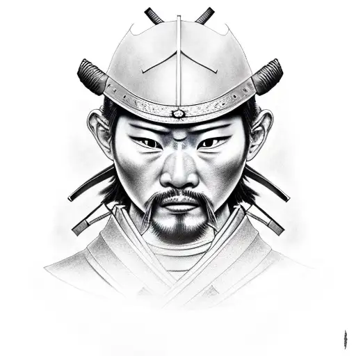 Realistic Samurai Warrior Portrait In Shading Style