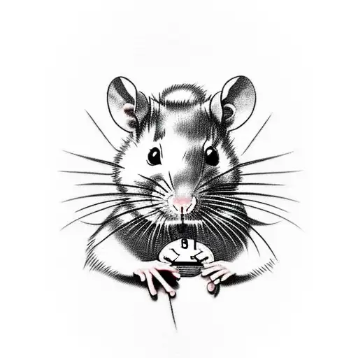 A Rat Climbing On An Alarm Clock