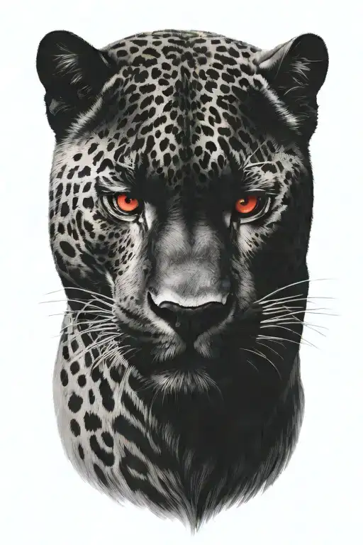 Black Jaguar Red Eyes Looking Left