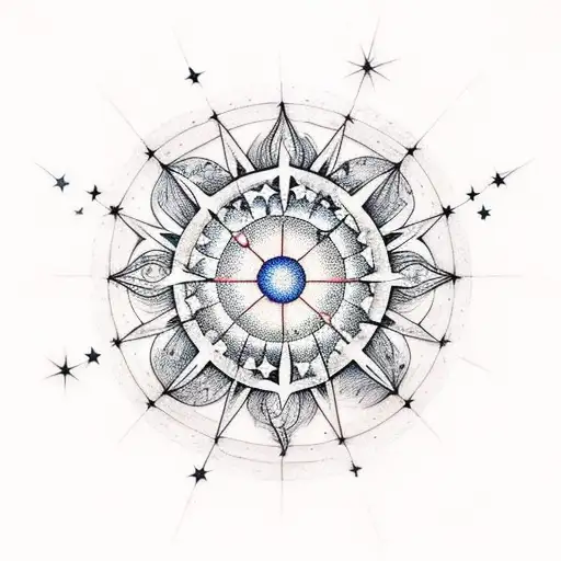 14 Stars Forming A Constellation And A Full Moon