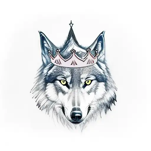 A Wolf With A Kings Crown In An Open Area