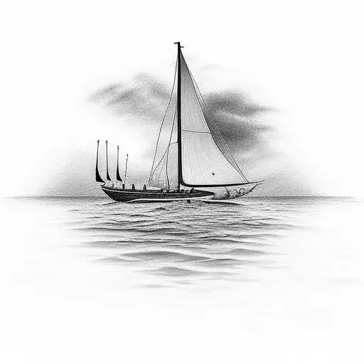 Sailboat Sailing With Sunset In The Background