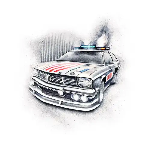 Stylized Burning Police Car