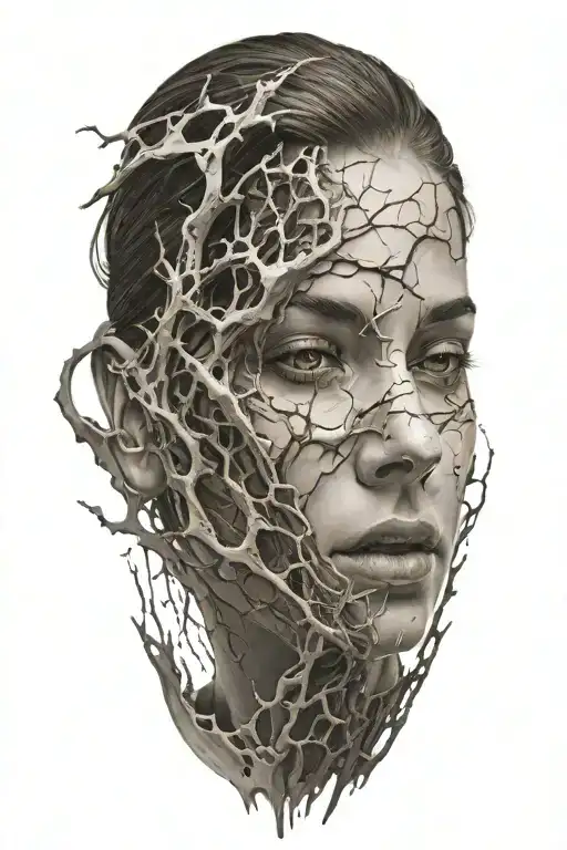 A Woman Breaking Through A Simulation Into Reality