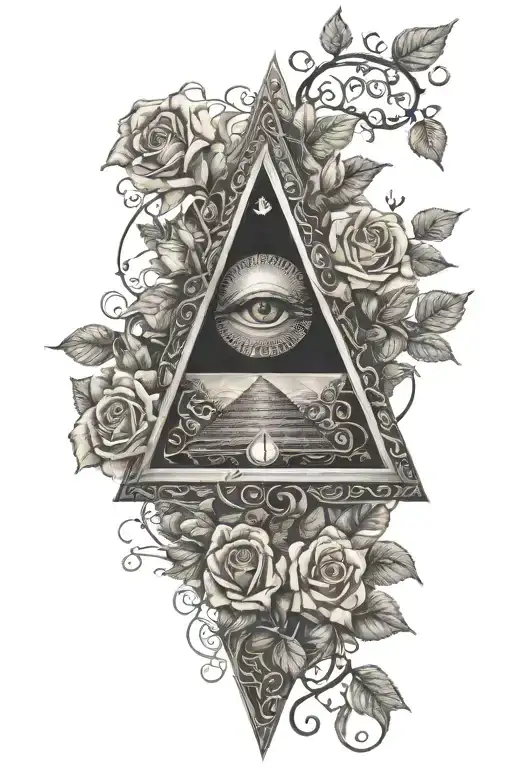 An Illuminati Pyramid Surrounded By Intricate Rose Vines