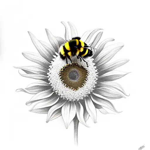 Bumble Bee With Two Sunflowers