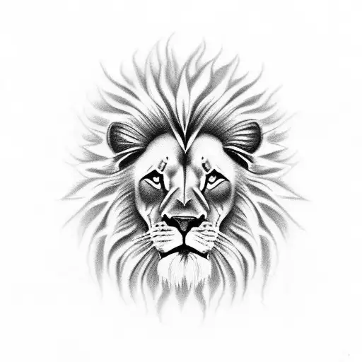 Realistic Fire And Lightning Chest Lion