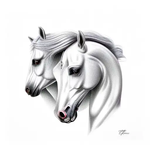 Horse Mare With Baby Horse