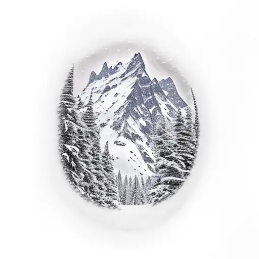 Snowy Mountain With Snowboard