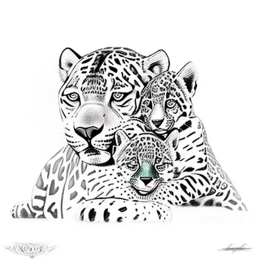 A Majestic Jaguar Mother Protecting Her Curious Cub