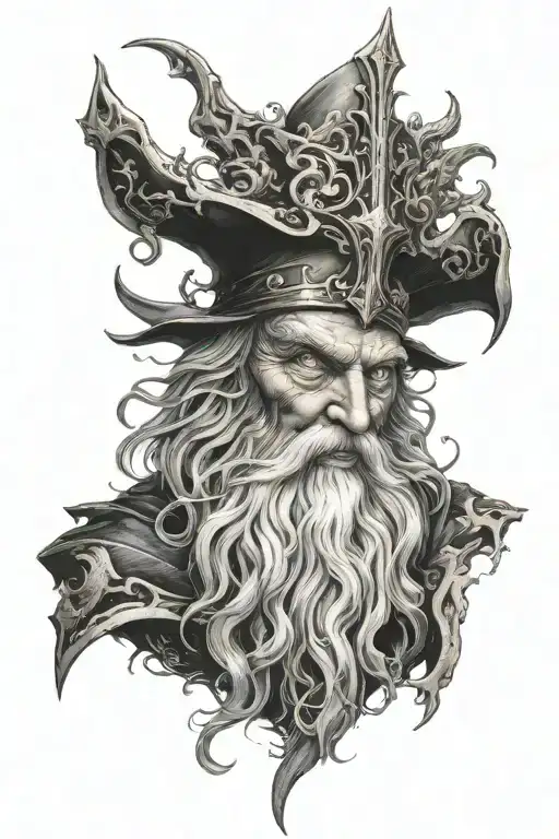 Dark Wizard Close Up With Spectacular