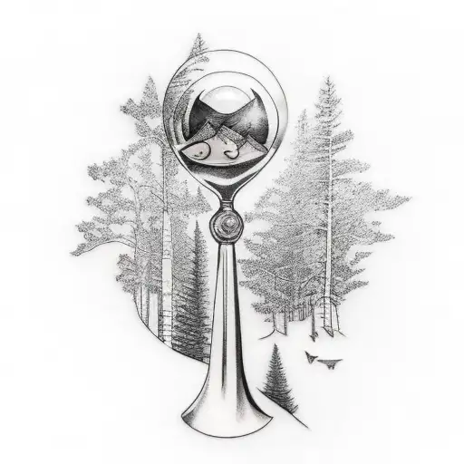 Forest On Forearm With Hourglass In Middle Of The Forearm