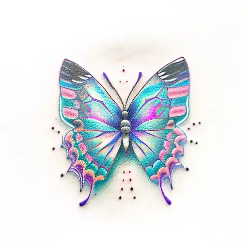 Purple And Teal Semicolon Butterfly