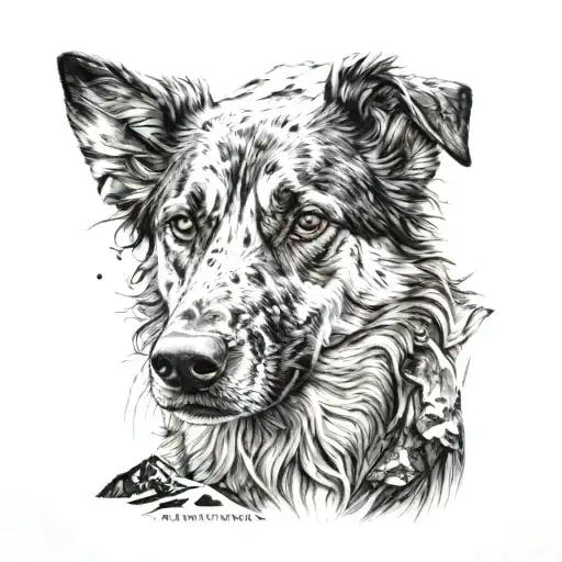 A Realistic Portrait Of A Dog In A Mountain Landscape