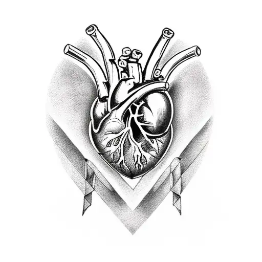 Atlas Holding An Anatomical Heart With Three Swords