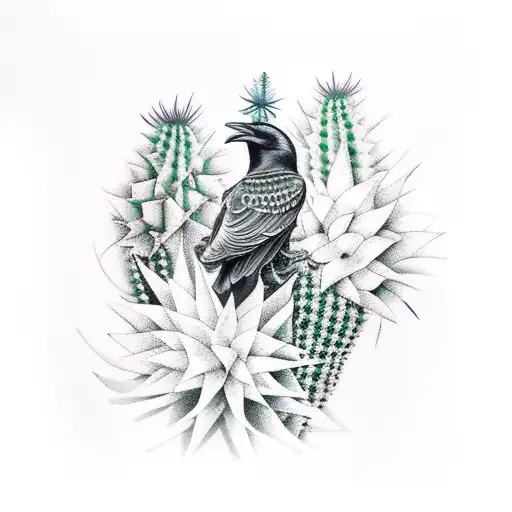Crow On Cactus