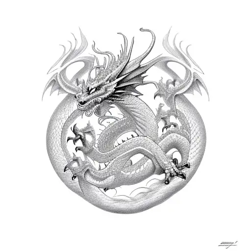 Dragon With Initial E On Its Head