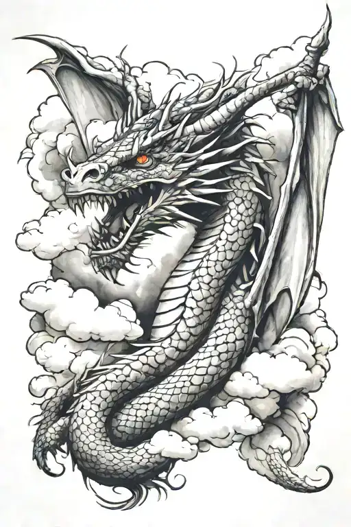 Dragon And Clouds Surrounding