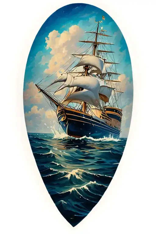 Posedion With A Water And Ship