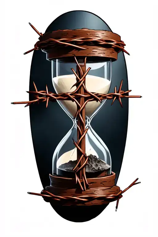Nordic Cross Wrapped In Barbed Wire With An Hourglass