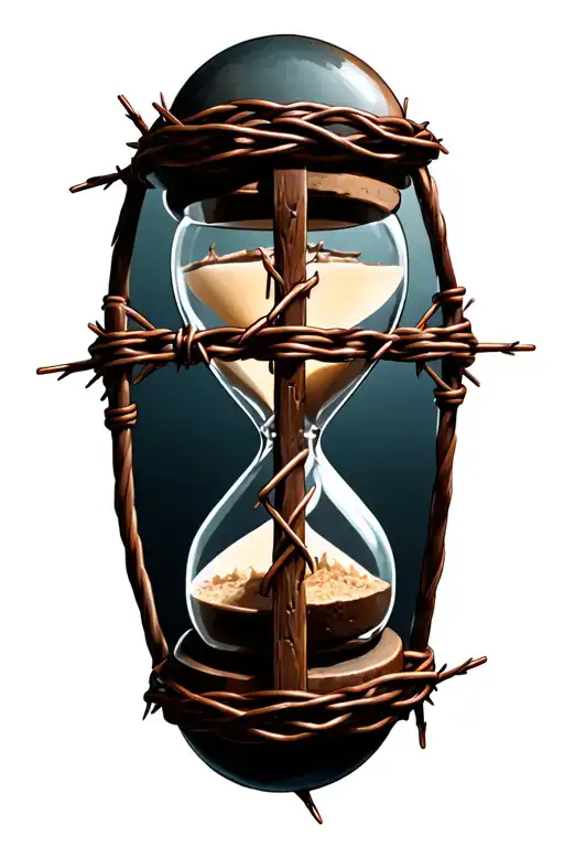 Nordic Cross Wrapped In Barbed Wire With An Hourglass