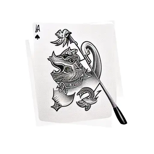 A Pixelated Golf Club And A Deck Of Cards Crossed Together